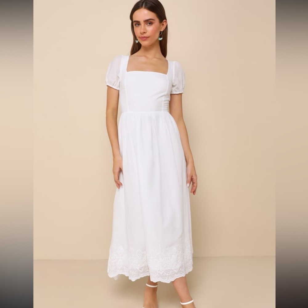 Stylish mermaid puff sleeve white dress